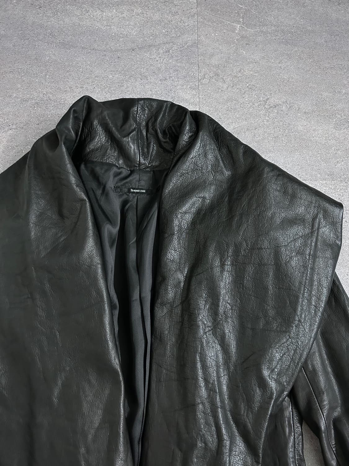 야스유키 이시이 레더 드레이프 코트 상품이미지2