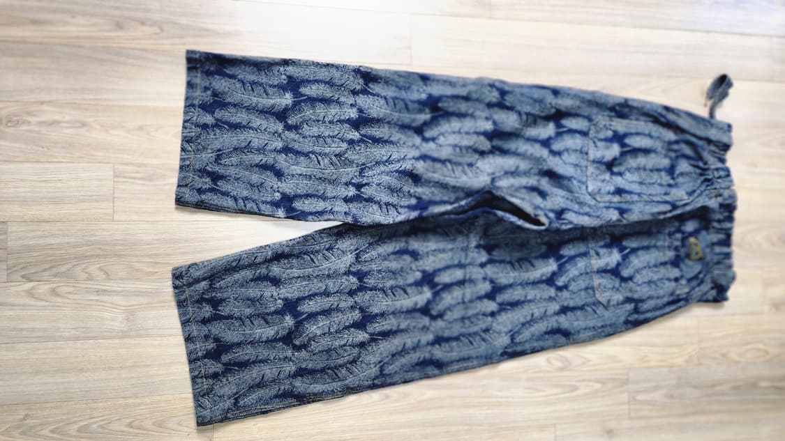 캐피탈 페더 패턴 데님 와이드 팬츠 진한인디고컬러 상품이미지3