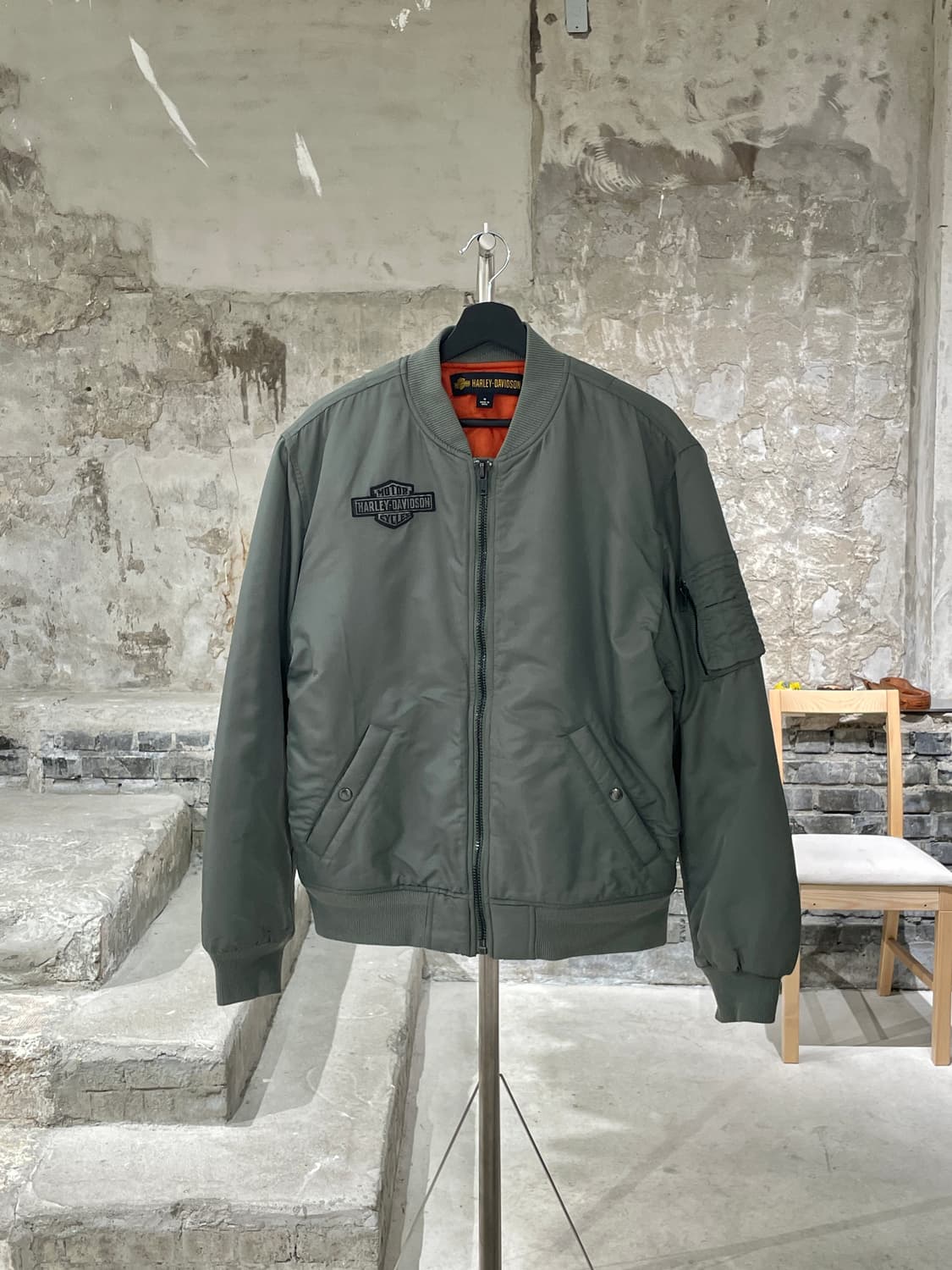 할리 데이비슨 카키 MA-1 나일론 봄버 자켓 상품이미지1