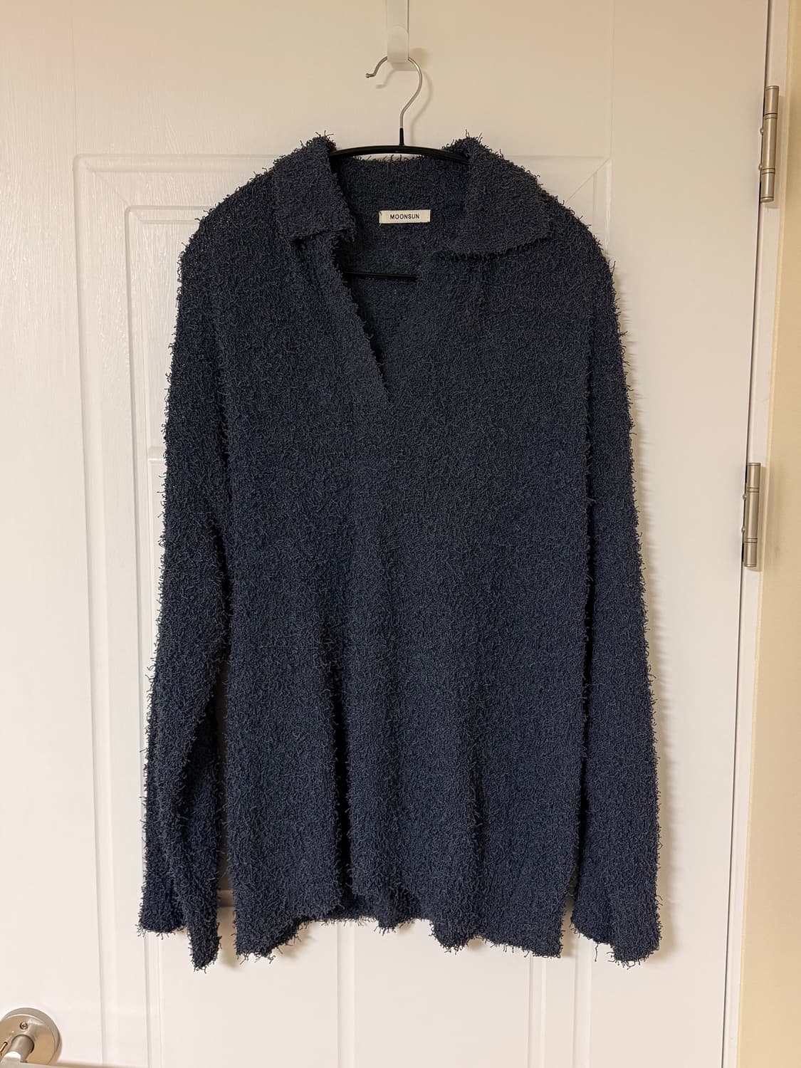 문선 오픈카라 니트 네이비 Free Size 상품이미지1