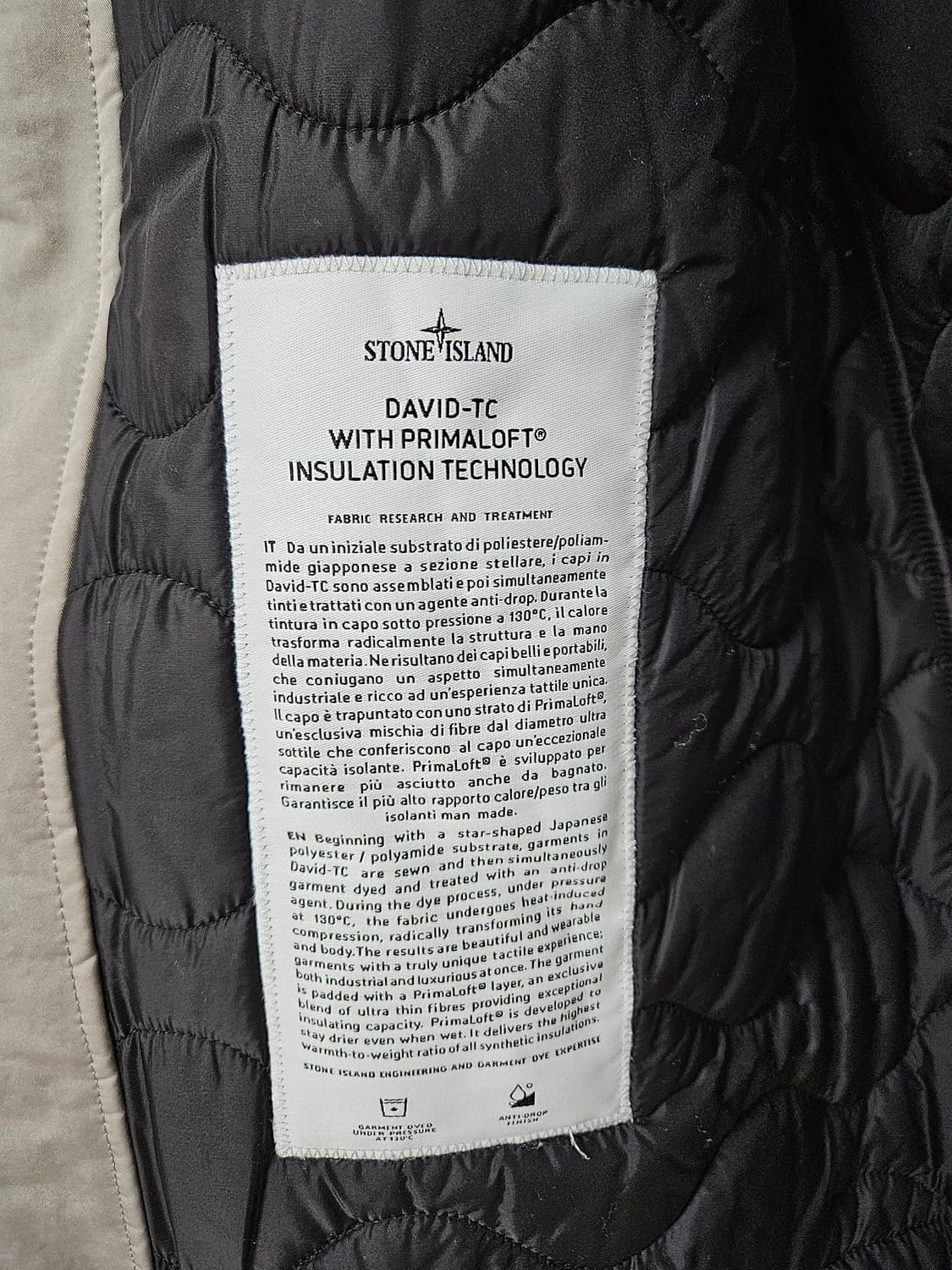 스톤아일랜드/ 20fw 다비드 tc 프리마로프트 카코트 머드그레이/ L 상품이미지7