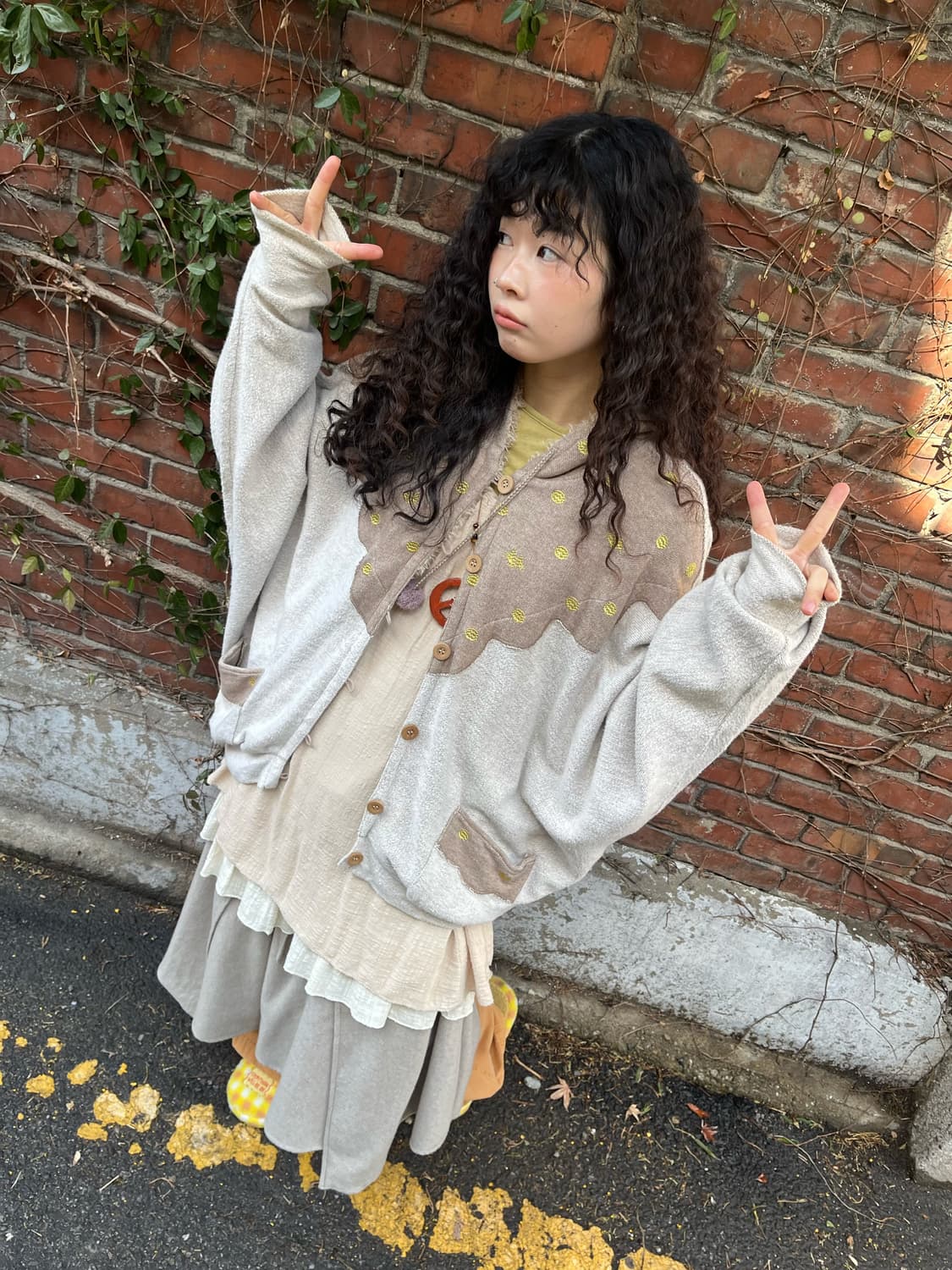 scolar 오트밀 라떼 가오리 핏 후드 가디건 상품이미지2