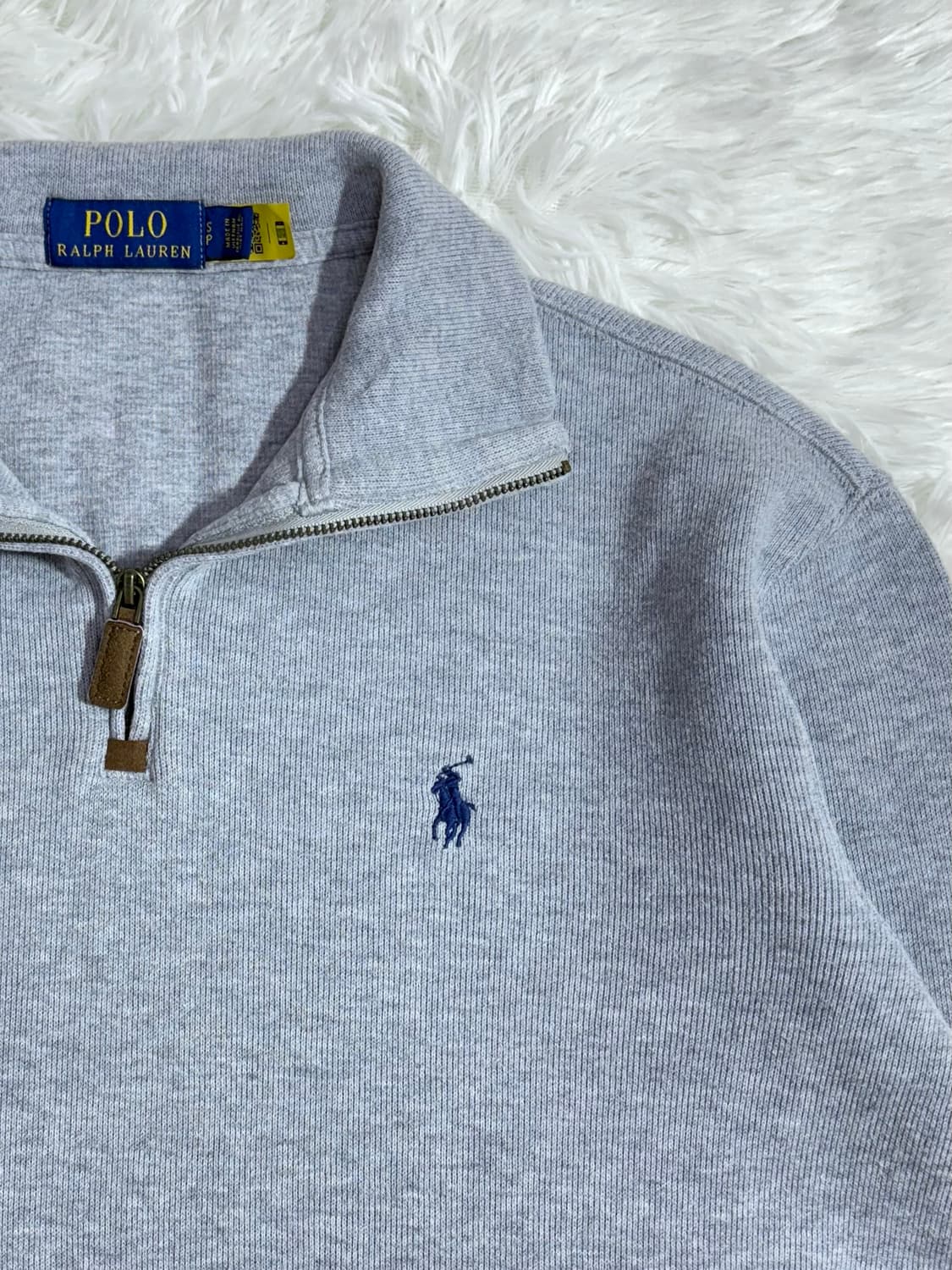 폴로 랄프로렌 QR 그레이 포니 반집업 니트  상품이미지6