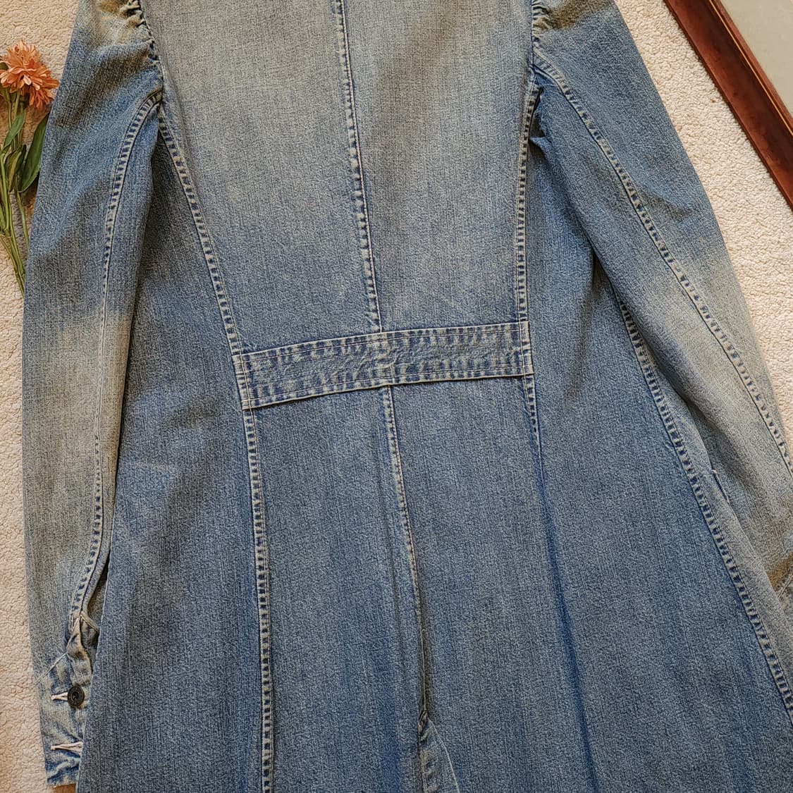 폴로 랄프로렌 데님 트렌치 코트 샵코트 셔링 디테일 M 상품이미지7