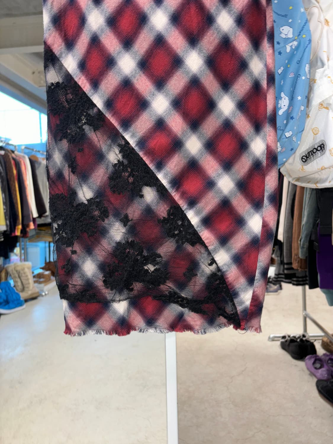 Addict noir 벨티드 체크 롱스커트 상품이미지5