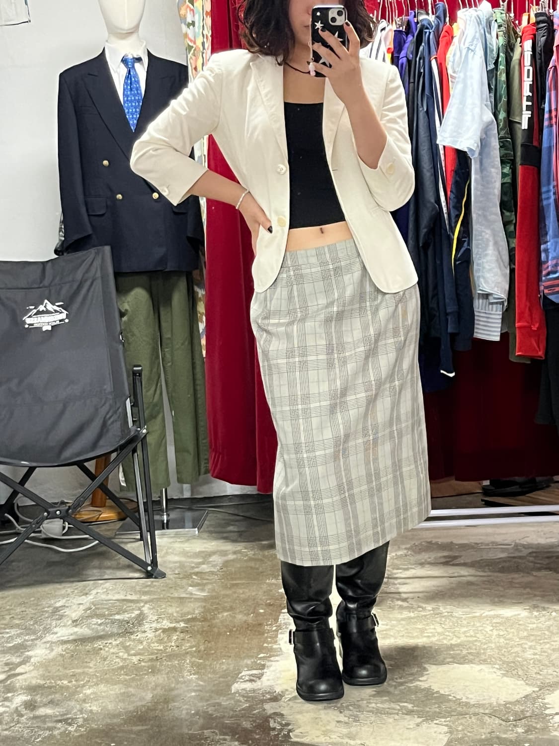 Burberry 버버리 울 실크 체크 스커트 상품이미지3