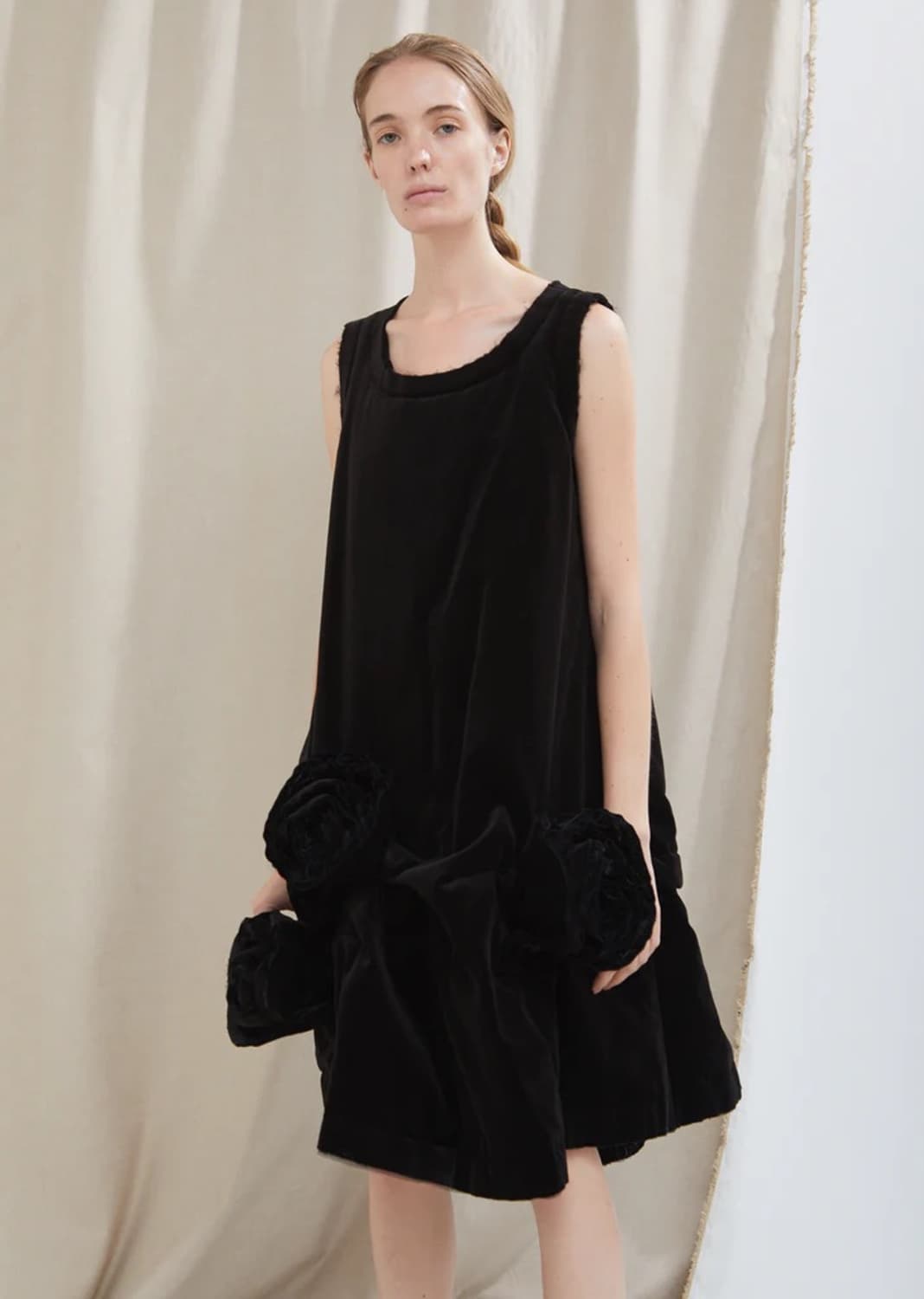 꼼데가르송 코튼 벨벳 플로럴 플라워 원피스 상품이미지2