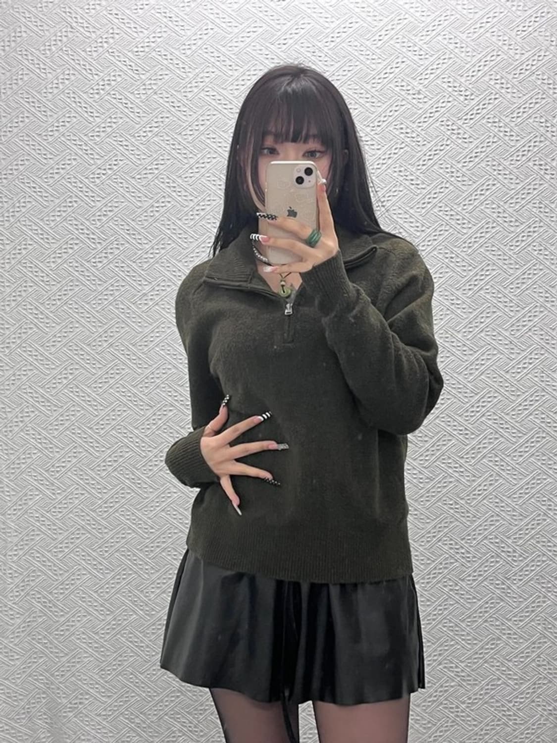 유니클로 X JW앤더슨 수플레얀 반집업 말차카키 니트 S C10497 상품이미지2