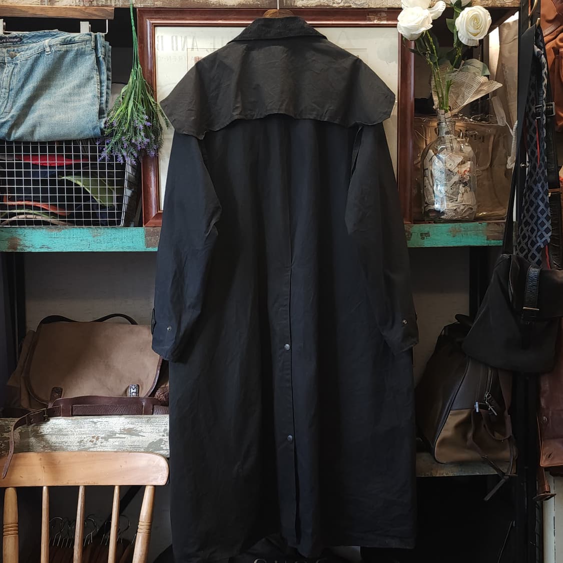90s 잉글랜드 컨트리 왁스자켓 스톡맨 케이프 왁스코트 레인코트 xl 상품이미지3