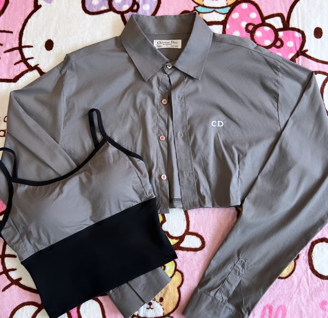 디올 빈티지 남방 나시탑셋트 크롭 리폼 상품이미지3