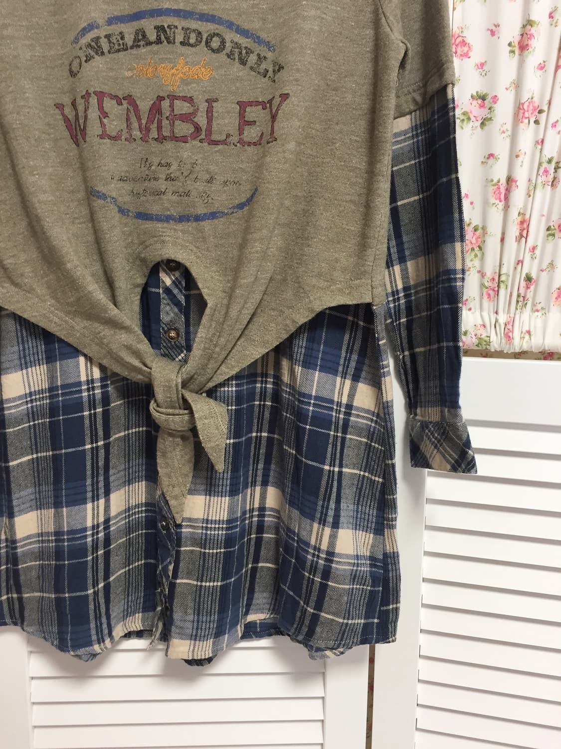 빈티지 너드 체크 레이어드 셔츠 상품이미지3