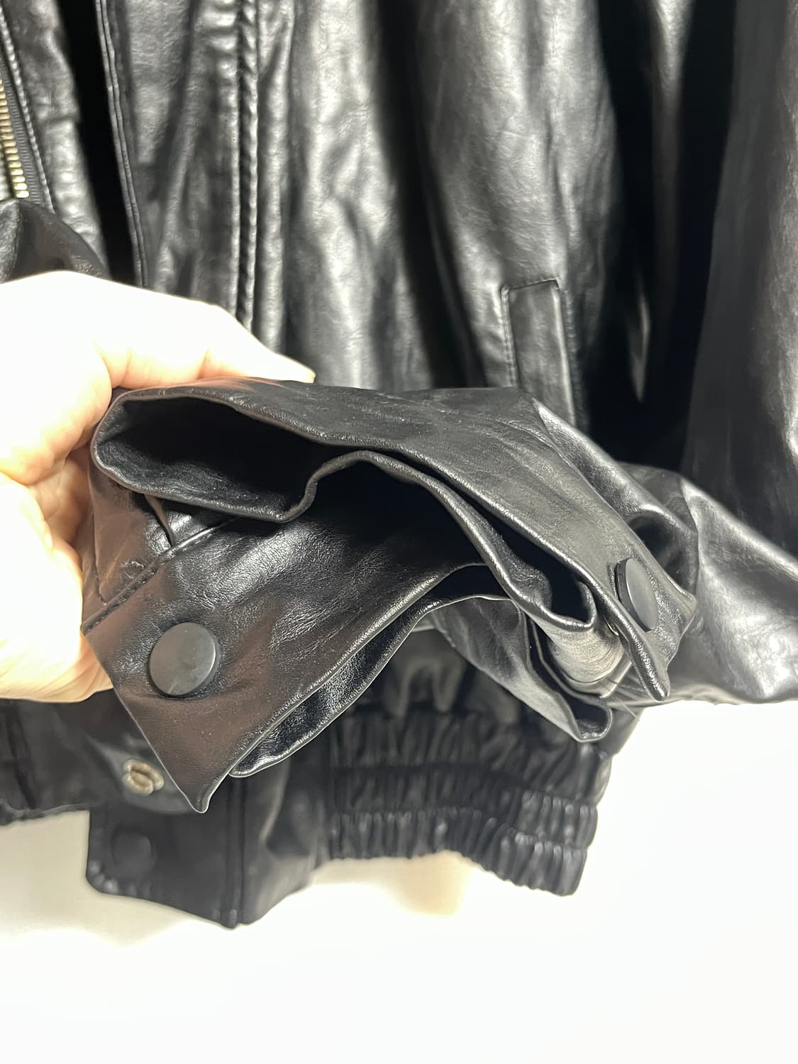 FREE Panini 비건레더 오버핏 가오리핏 크롭 자켓 점퍼 상품이미지2