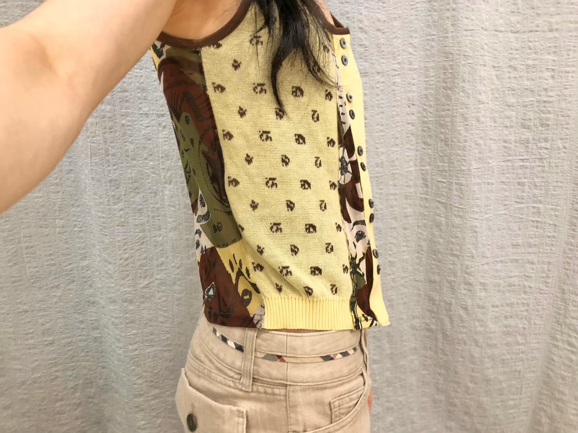 Yellow mesh printing sleeveless 상품이미지2