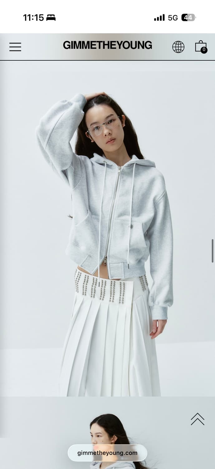 김미더영 백 셔링 후드집업 라이트 그레이 상품이미지4
