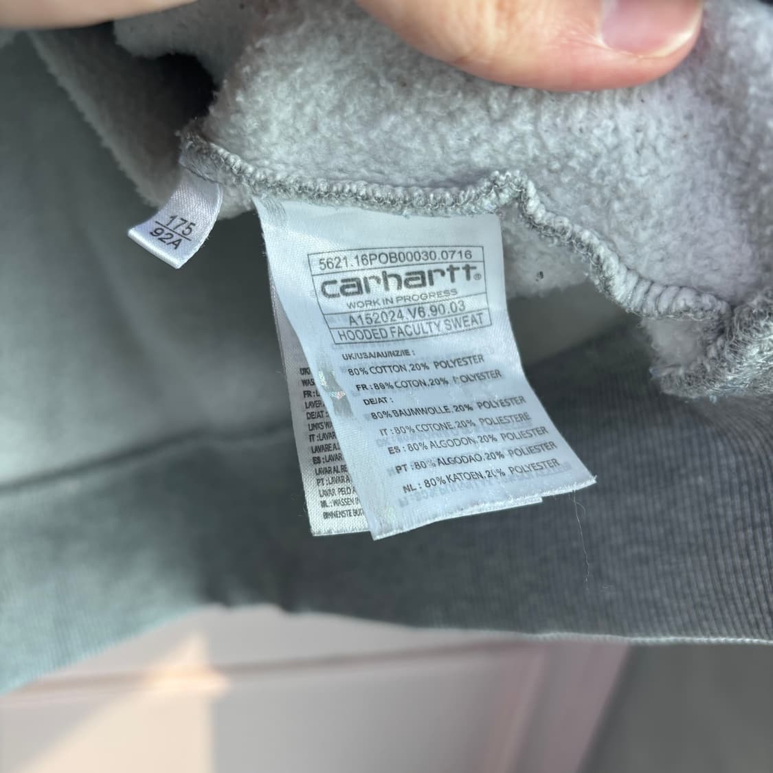 칼하트 빅로고 후드 그레이 상품이미지3
