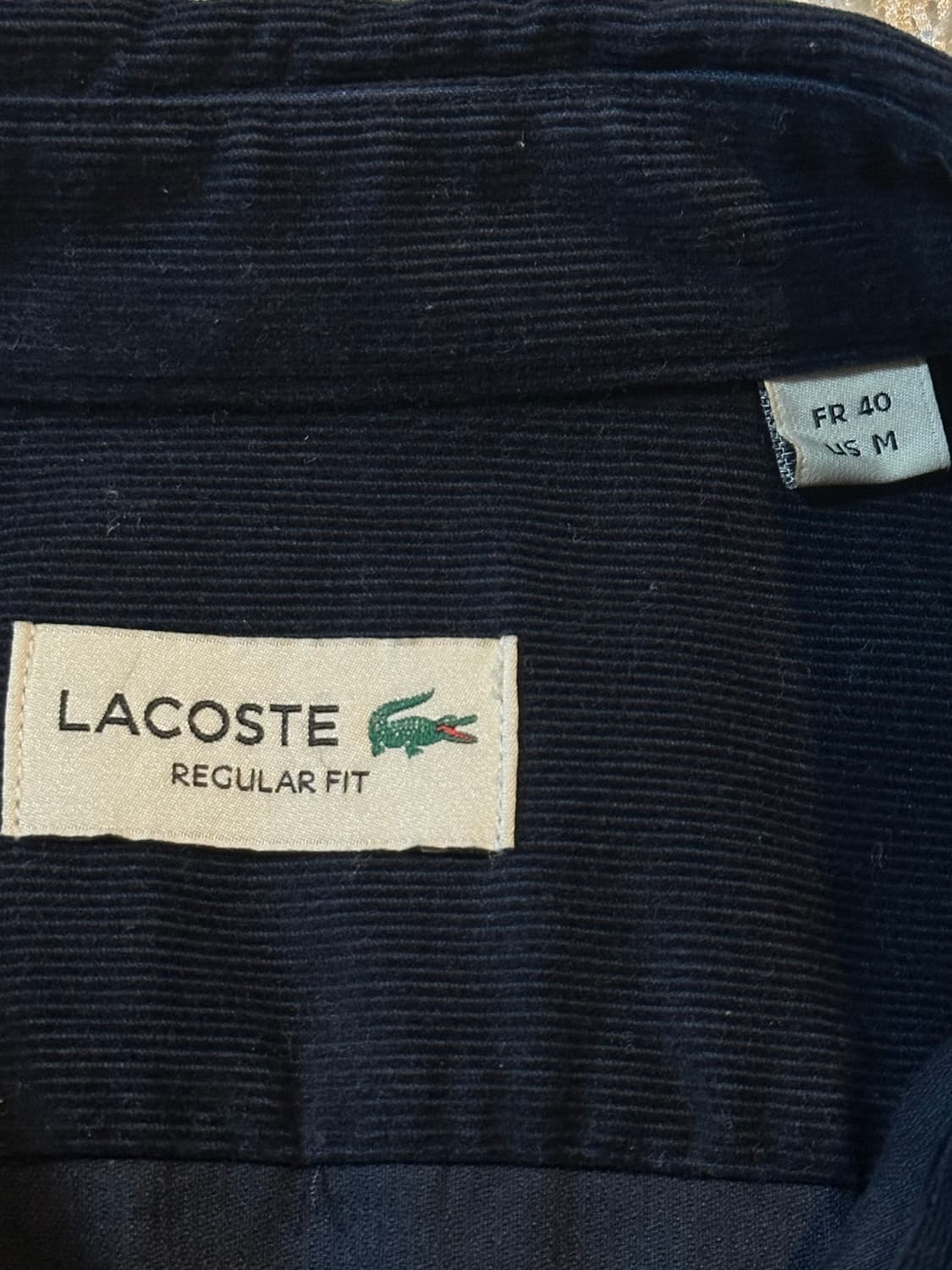 라코스테 LACOSTE 원포켓 스몰로고 코듀로이 셔츠 네이비 상품이미지4