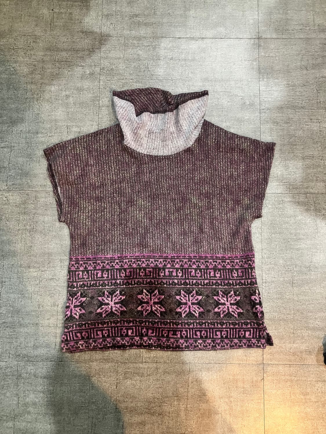 일본빈티지 Ladieswear 하구미모리걸 달천깔페어리 문양 폴라반팔니트 상품이미지1