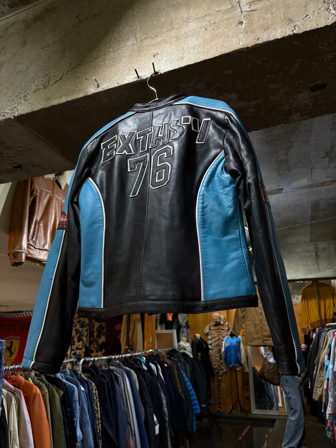 extasy 퍄치 포인트 레더 레이싱자켓 상품이미지4