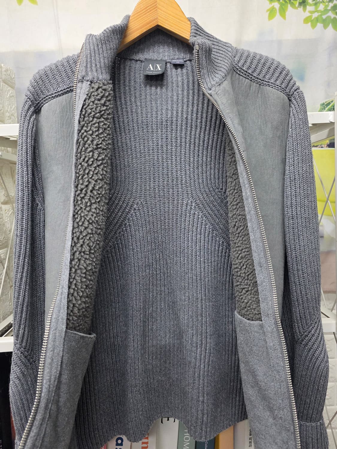 아르마니익스체인지 남성니트 M 스웨이드 텍스쳐 풀집업 니트자켓 XD74 상품이미지5