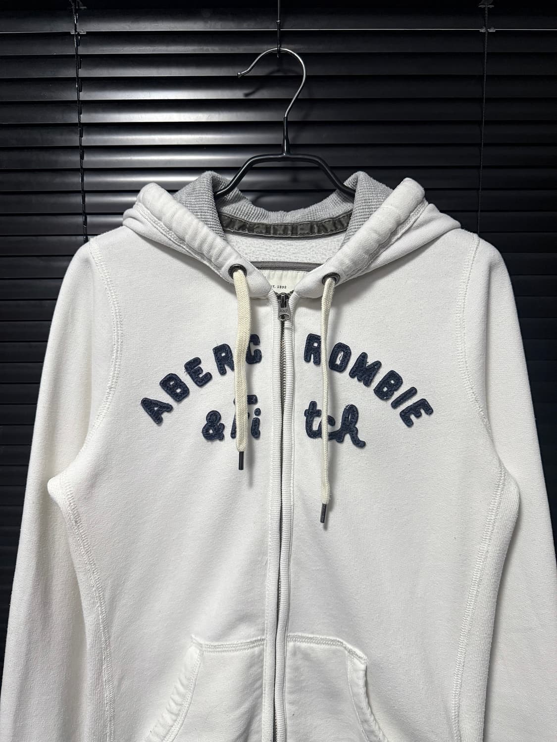 아베크롬비 화이트 흰색 스웻 후디 후드 집업 자켓 y2k m 95 빈티지 상품이미지3