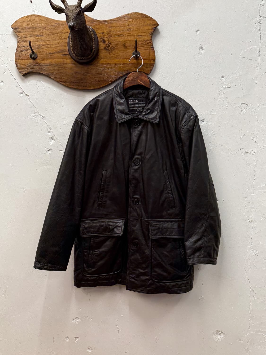 90s Cowhide Leather Car Coat 상품이미지4