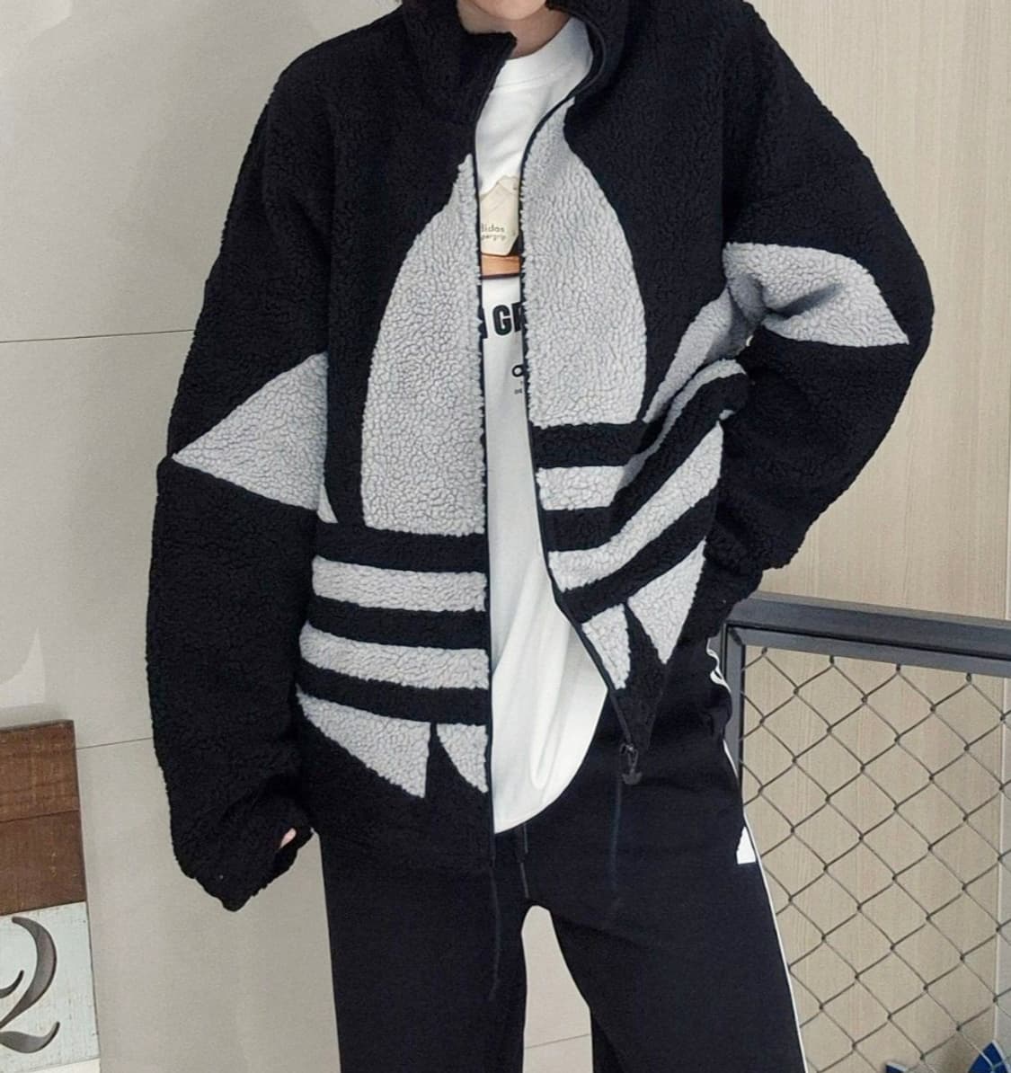 아디다스 오리지널 빅 프레포일 쉐르파 플리스 집업 상품이미지6