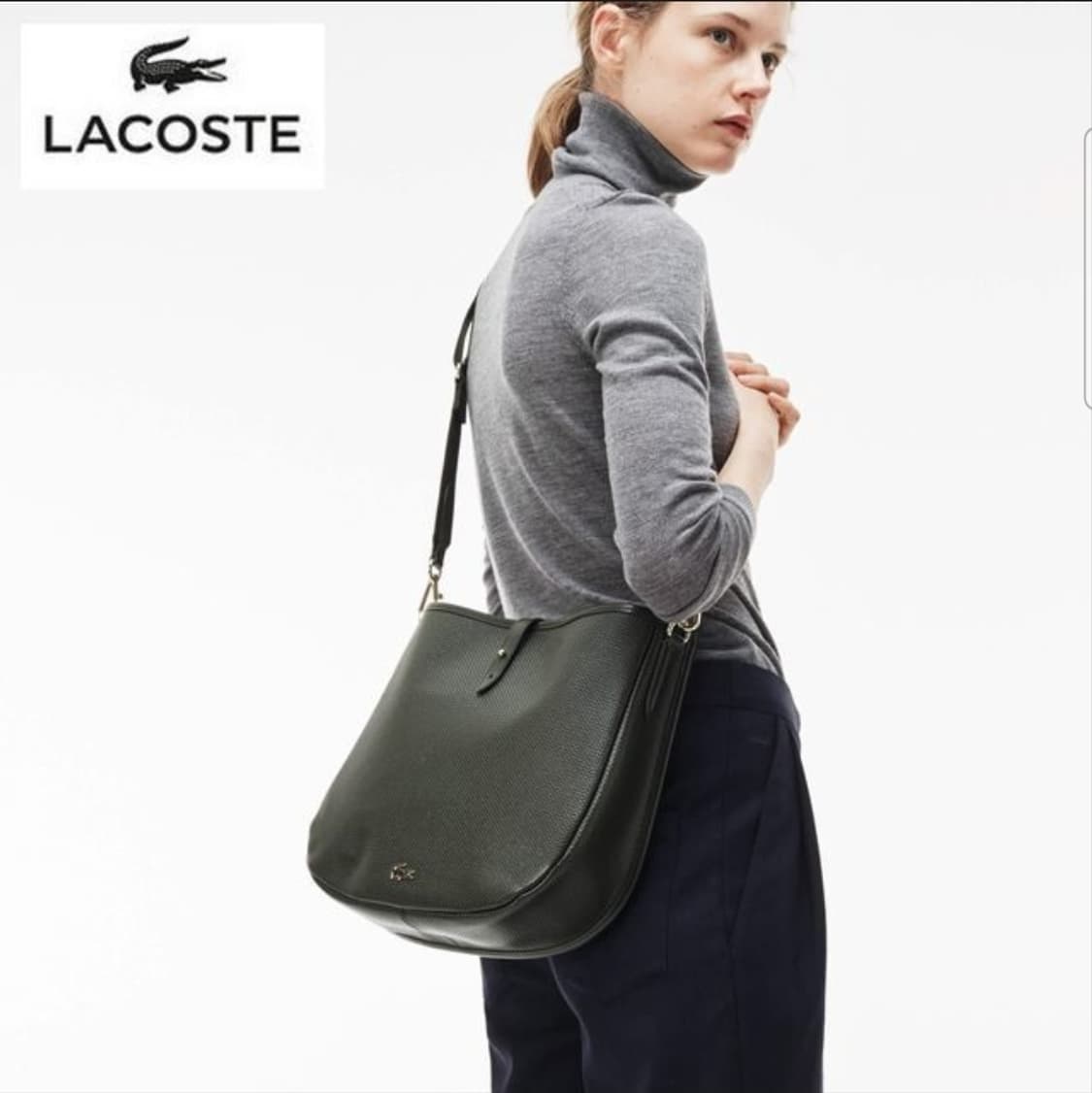 라코스테(Lacoste) 가죽 시그니쳐 스틸 로고 크로스백 상품이미지2