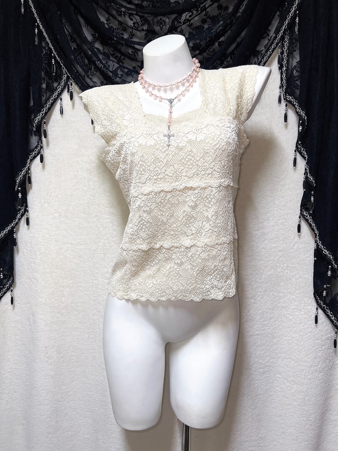 로맨틱고딕 갸루 오리엔탈 레이스 슬리브리스 나시 로걀탑 페어리 핀터 엔틱 상품이미지9