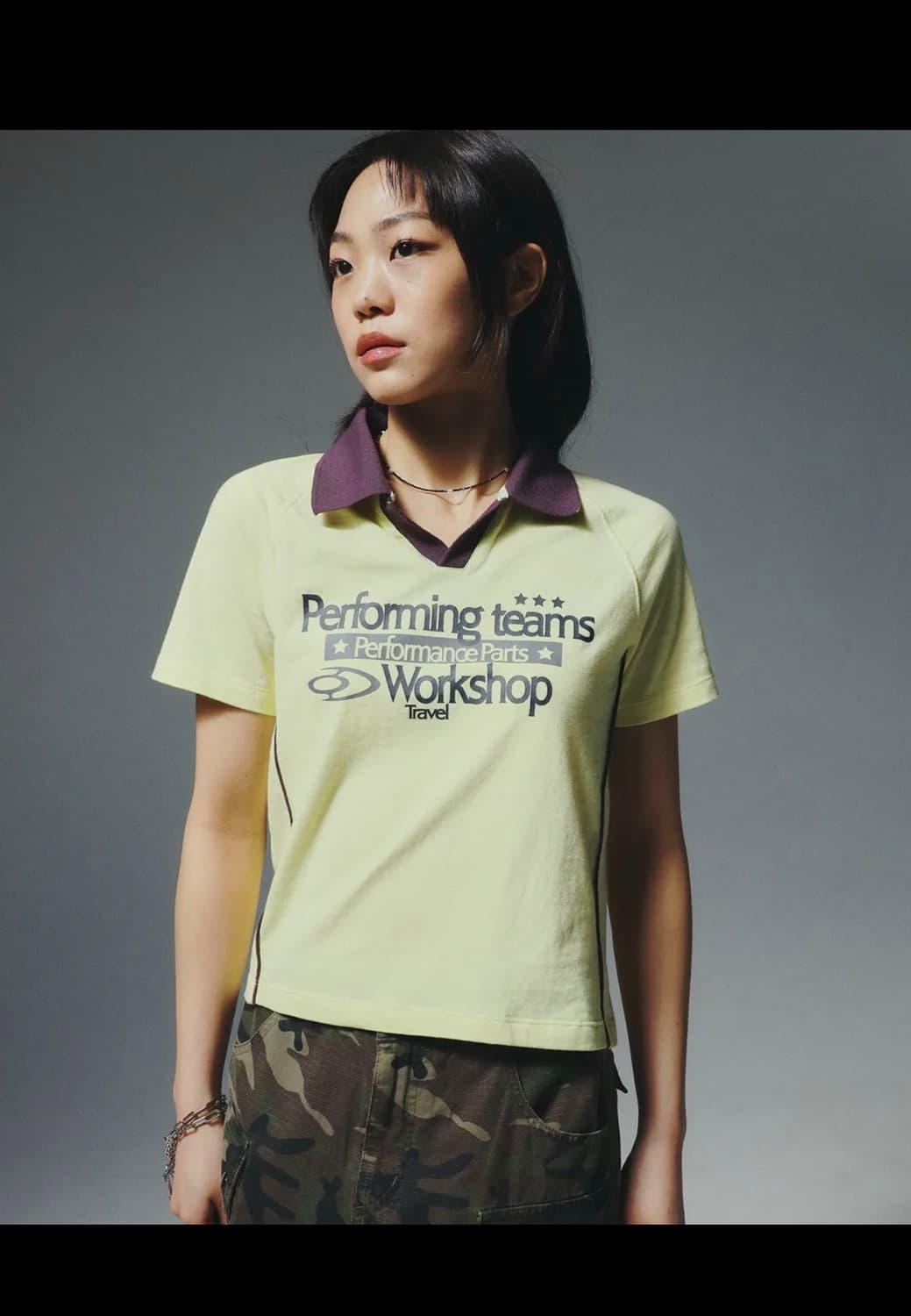 트래블 워크샵 유니폼 래글런 칼라드 티셔츠 라이트 옐로우 상품이미지1