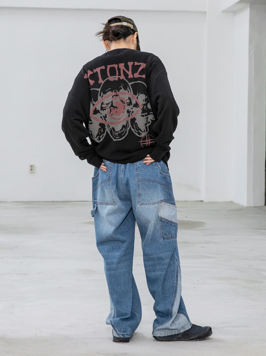 엑스톤즈 네오필드 데미지 니트 집업 블랙 상품이미지3