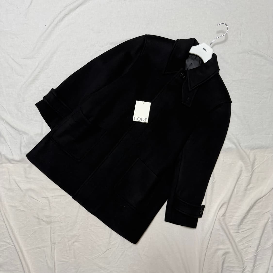 쿠어 벨란디 캐시미어 블렌드 하프 코트 (블랙/WF) 상품이미지1