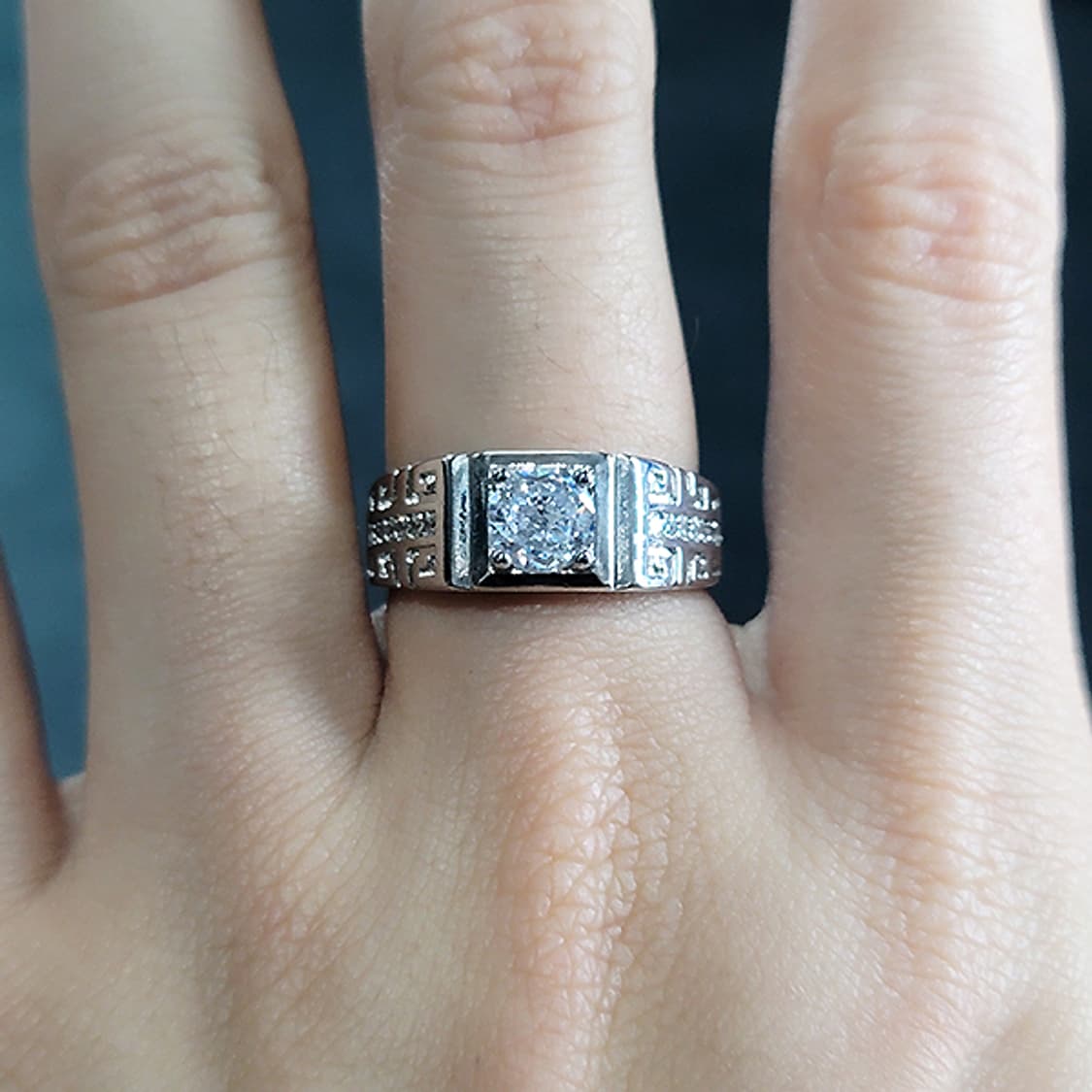 Tenor 실버 모이사나이트 남자 빈티지 선물 소품 반지 상품이미지8