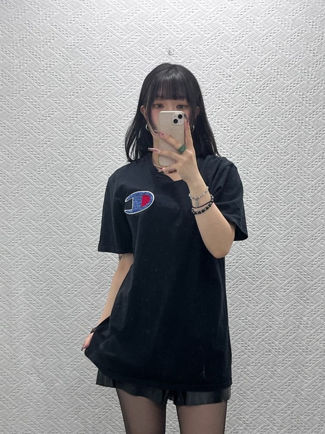 챔피온 빈티지 레트로 캐주얼 자수패치 반팔티 XL C12026 상품이미지1