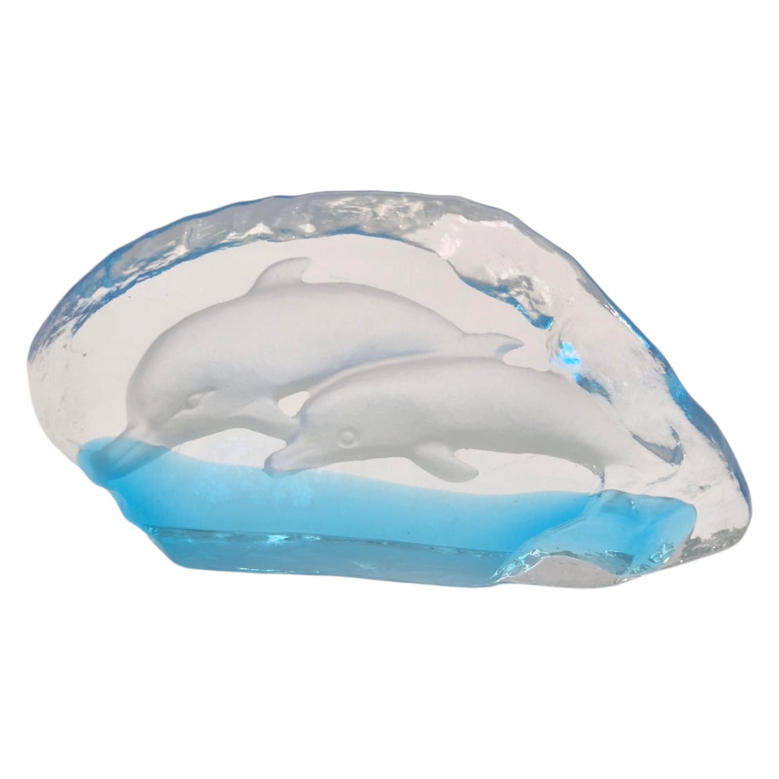 80s 스웨덴 크리스탈 카빙 돌고래 대형 오브제 상품이미지1