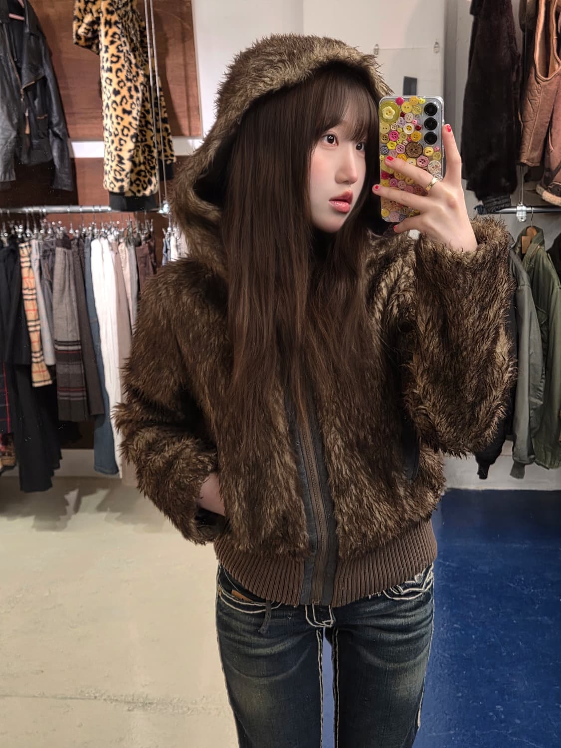 massive Y2K 갸루 플리스 후드 자켓 상품이미지1