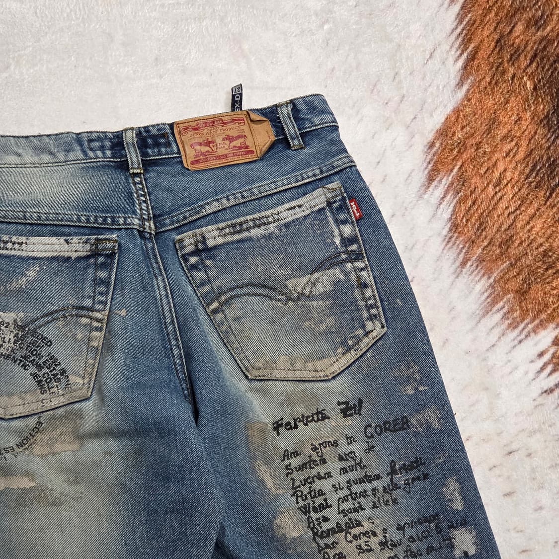 Y2K 펑크 레터링 중청 데님팬츠 상품이미지5