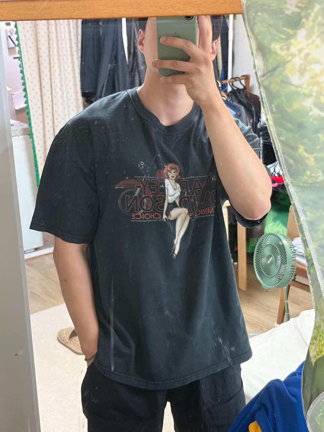 2XL) 02년 할리 데이비슨 핀업걸 미주리 반팔 티셔츠 블랙 상품이미지10