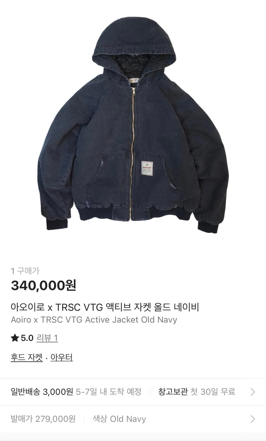아오이로 x TRSC VTG 액티브 자켓 올드 네이비 1 상품이미지1