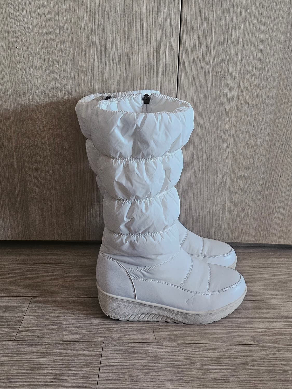 화이트아이보리 패딩 롱부츠 240 지퍼형 | 털깔창 포함 5cm키높이 상품이미지6