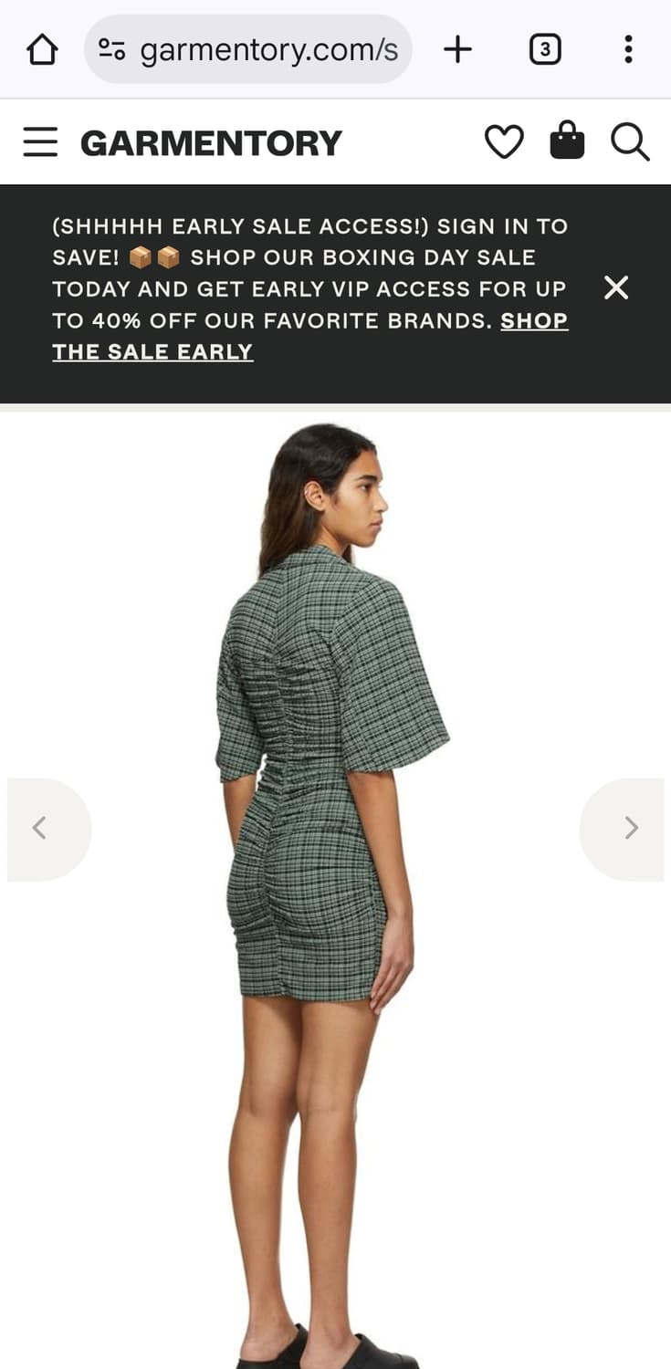 GANNI 가니 체크 셔링 미니 원피스 상품이미지2