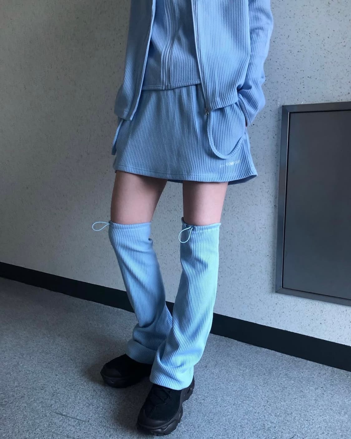 Jichoi comfort 24-001 와플 스커트/레그워머 black 상품이미지1