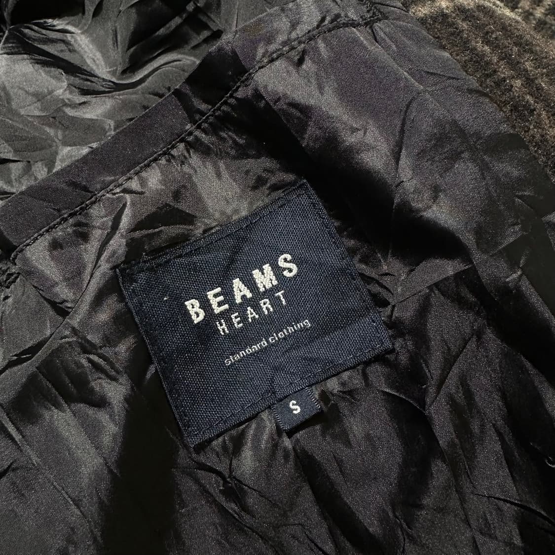 빔즈 하트 체크 로브 싱글 롱코트 상품이미지6