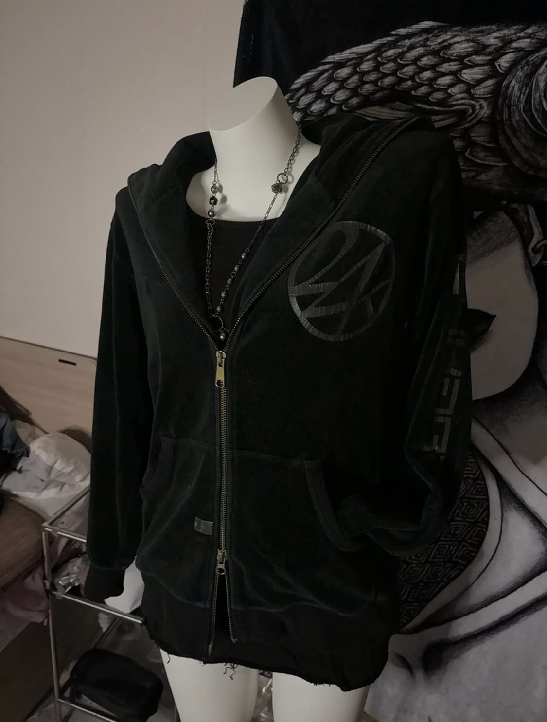 빈티지 벨벳 투지퍼 후드집업 상품이미지3