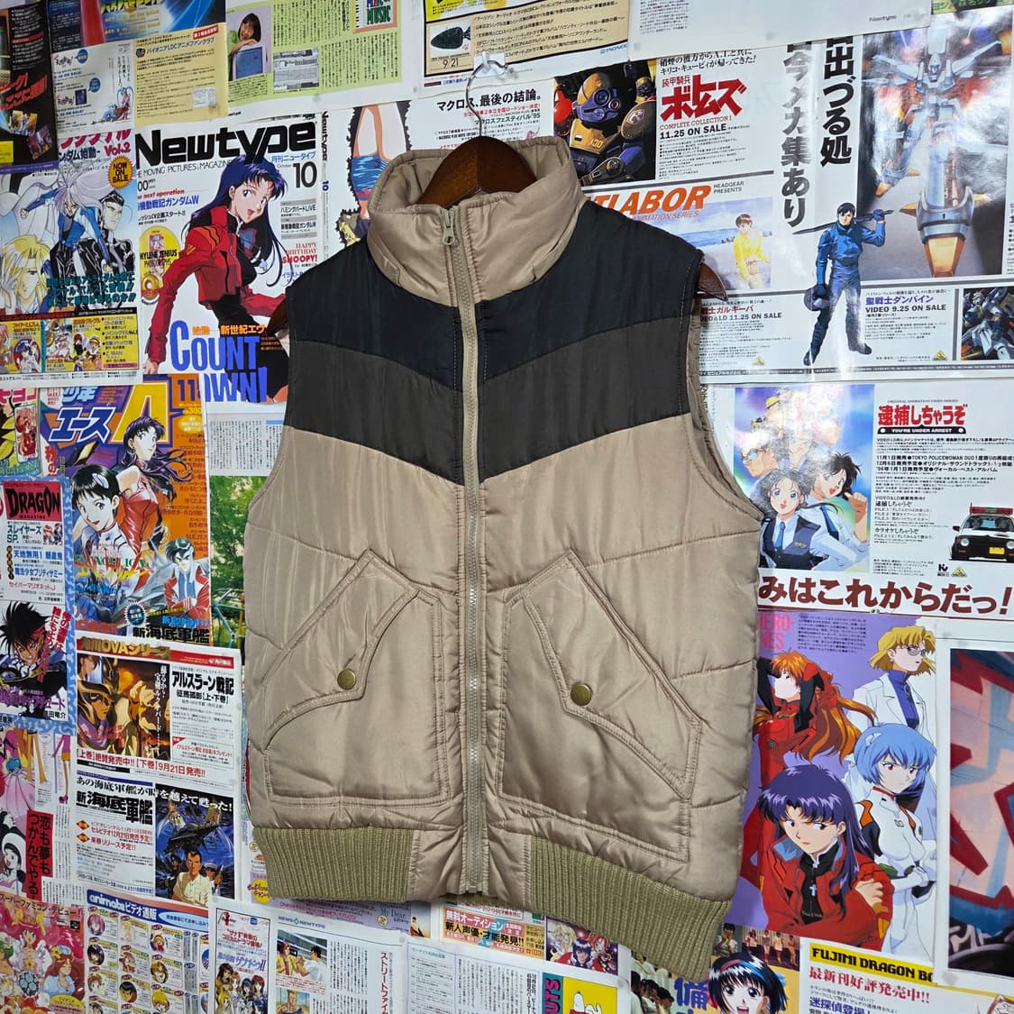 JPN 브라운 배색 패딩 베스트 상품이미지2