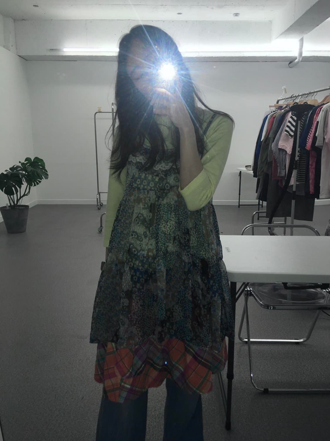 레이스 블루 잔꽃패턴 끈원피스 아오이유우st  상품이미지1