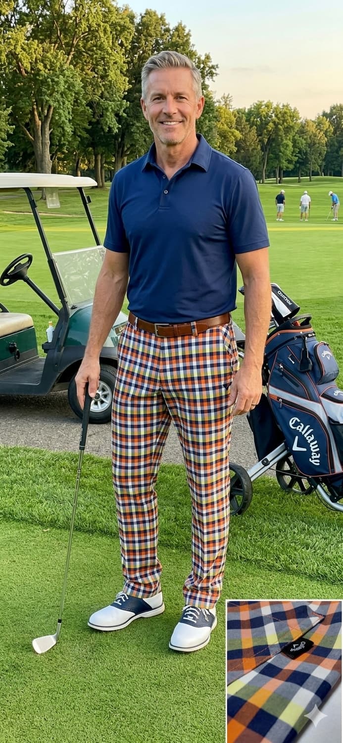 [남성 34-35] 캘러웨이 정품 멀티 체크 골프 팬츠 (상태 최상) 상품이미지1