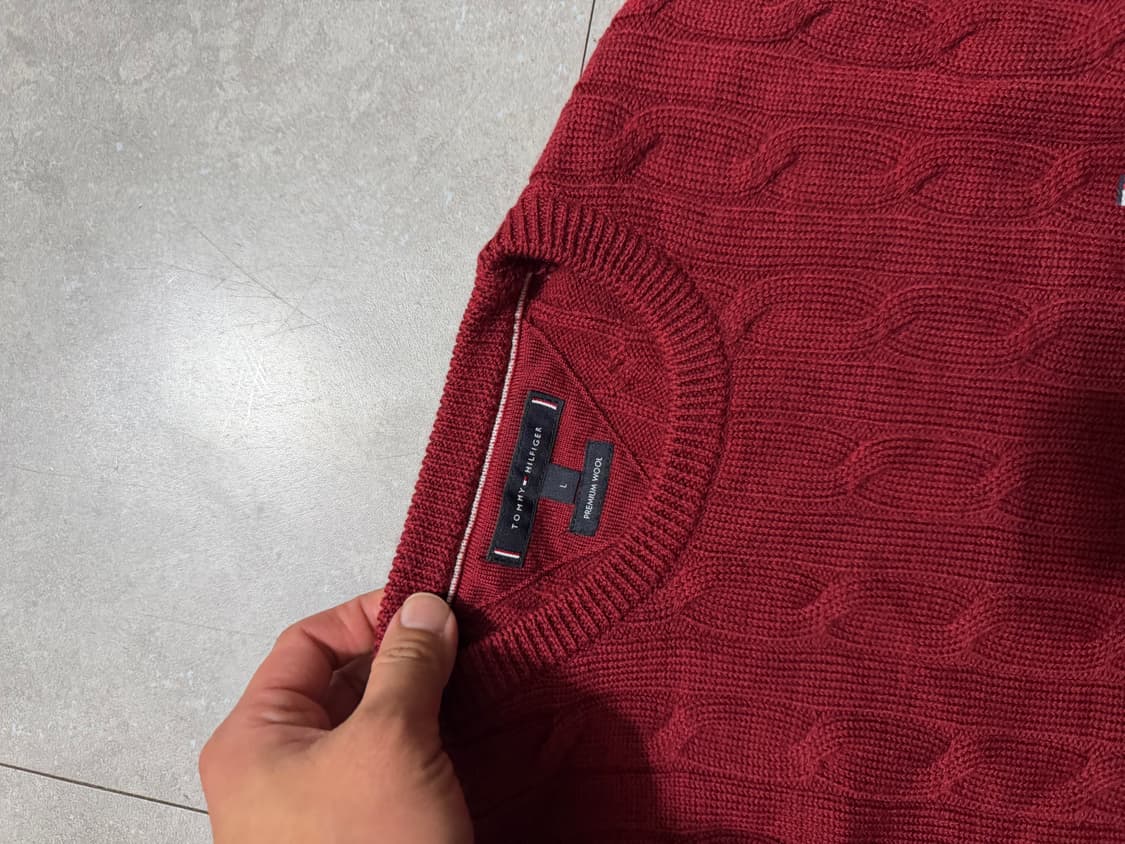 타미힐피거 버건디 프리미엄 울 케이블 니트 100size   상품이미지3