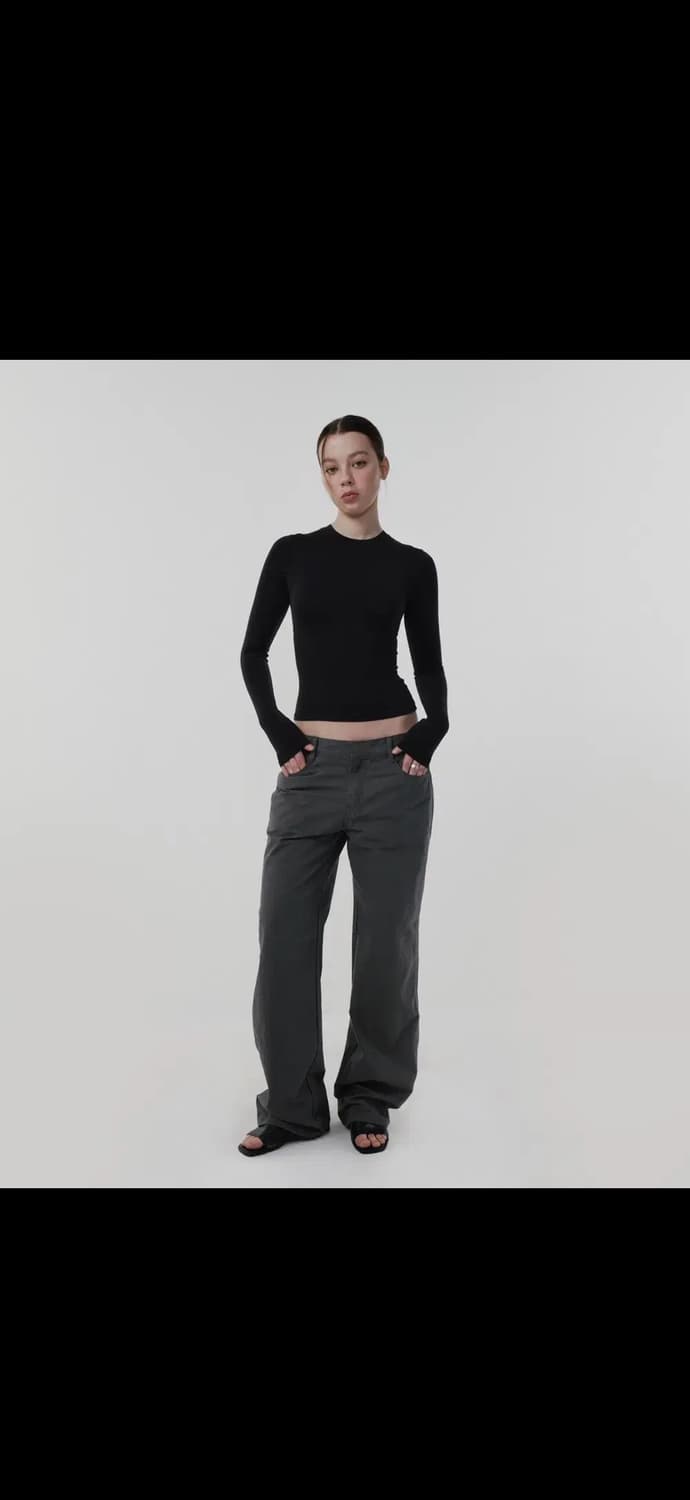 스웨이드 - SEMI WIDE PANTS [CHARCOAL GRAY] 상품이미지5