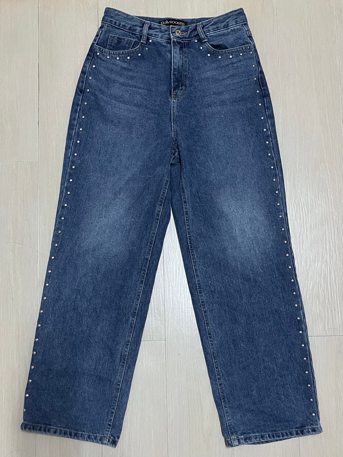 [당일배송] 폴리수엠 스터드 워시드 진, 폴리수엠 데님 팬츠, 바지 상품이미지2