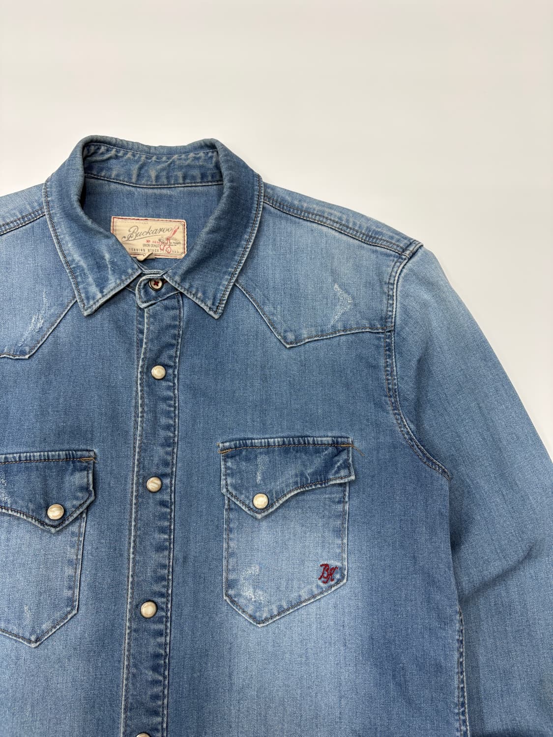 Buckaroo 버커루 빈티지 라이트워시 웨스턴 데님 셔츠 Size: L 상품이미지7